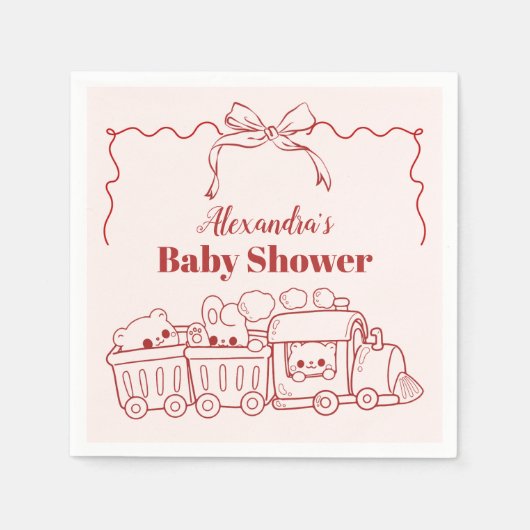 Pink Doodle Toys Bow Baby shower Servet (Voorkant)