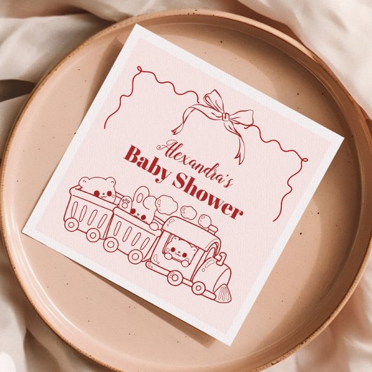Pink Doodle Toys Bow Baby shower Servet