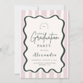 Pink Doodle Wavy Lijst Afstuderen Kaart (Voorkant)