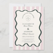 Pink Doodle Wavy Lijst Wedding Kaart (Voorkant)