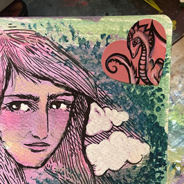 Pink Dragon Art schattige draken ontwerp geek meis Hart Sticker