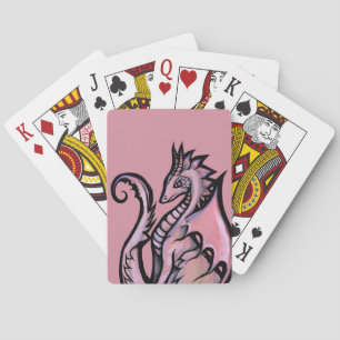 Pink Dragon Art schattige draken ontwerp geek meis Pokerkaarten