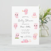 Pink Dragon Baby shower Invitation Kaart (Staand voorkant)