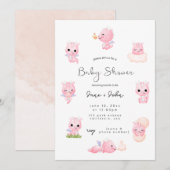 Pink Dragon Baby shower Invitation Kaart (Voorkant / Achterkant)