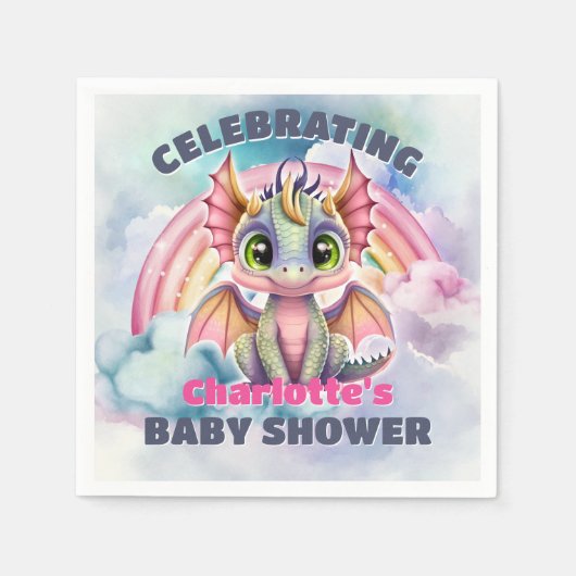 Pink Dragon-Baby shower Servet (Voorkant)