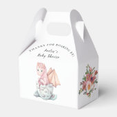 Pink Dragon Baby Shower "Thanks For Roaring By"  Bedankdoosjes (Voorkant Zijde)