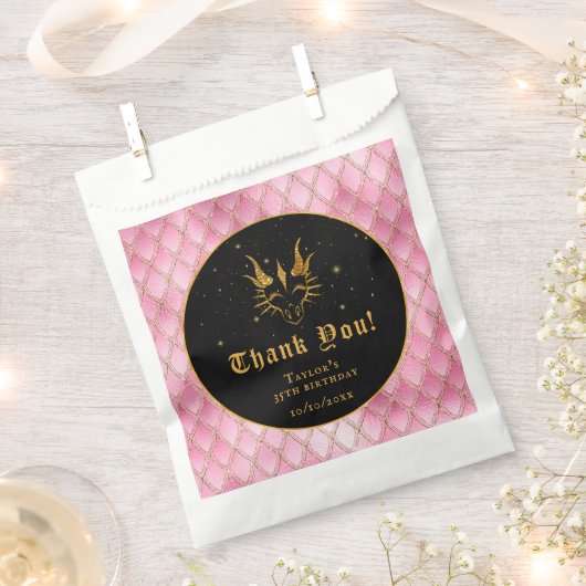 Pink Dragon Scales Gouden Verjaardag Dank u Bedankzakje (Geknipt)