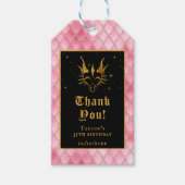 Pink Dragon Scales Gouden Verjaardag Dank u Cadeaulabel (Voorkant)