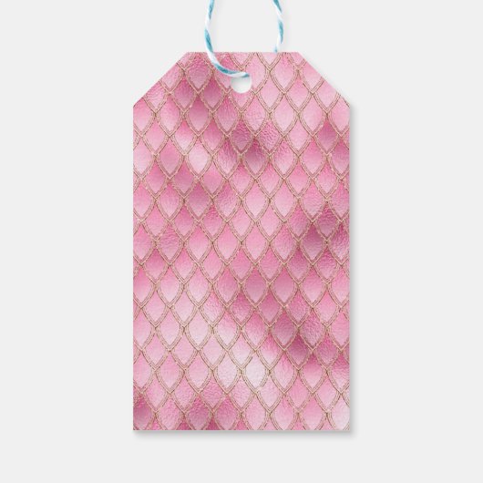 Pink Dragon Scales Gouden Verjaardag Dank u Cadeaulabel (Achterkant)