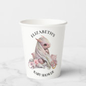 Pink Dragon Waterverf Baby shower Papieren Bekers (Achterkant)
