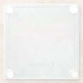 Pink Dragonfly Damask Glazen Onderzetter (Achterkant)