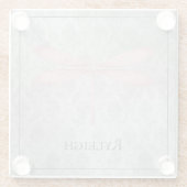 Pink Dragonfly Damask Glazen Onderzetter (Achterkant)