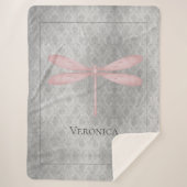 Pink Dragonfly Damask Sherpa Deken (Voorkant)