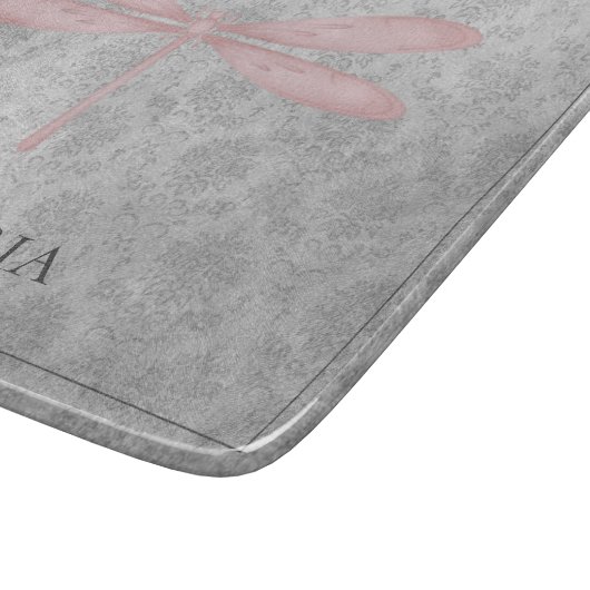 Pink Dragonfly Damask Snijplank (Hoek)