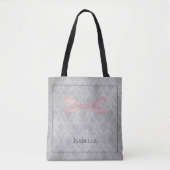 Pink Dragonfly Damask Tote Bag (Voorkant)