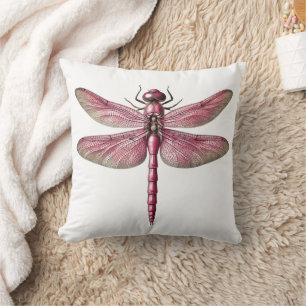 Pink Dragonfly Natuur Geïnspireerde Kunst Kussen