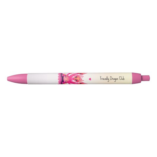 Pink dragons zwarte inkt pen (Voorkant)