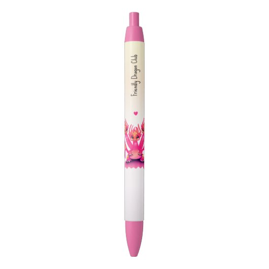 Pink dragons zwarte inkt pen (Voorkant Verticaal)