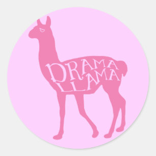 Pink Drama Llama Ronde Sticker