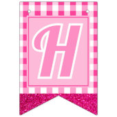 Pink Dream bewerkbaar Initiaal & leeftijd Vlaggetjes (Tweede vlag)