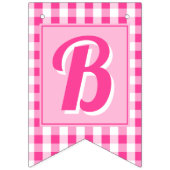 Pink Dream bewerkbaar Initiaal & leeftijd Vlaggetjes (Eerste vlag)