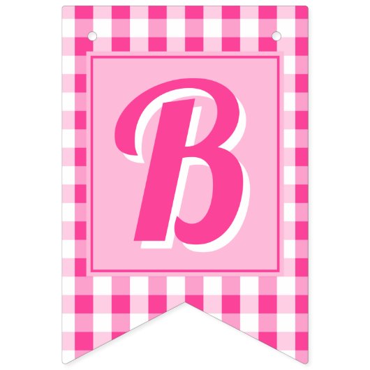 Pink Dream bewerkbaar Initiaal & leeftijd Vlaggetjes (Eerste vlag)