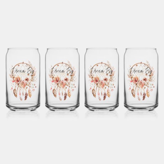 Pink Dream Catcher Boho Floral Blikvorm Glas (Voorkant)