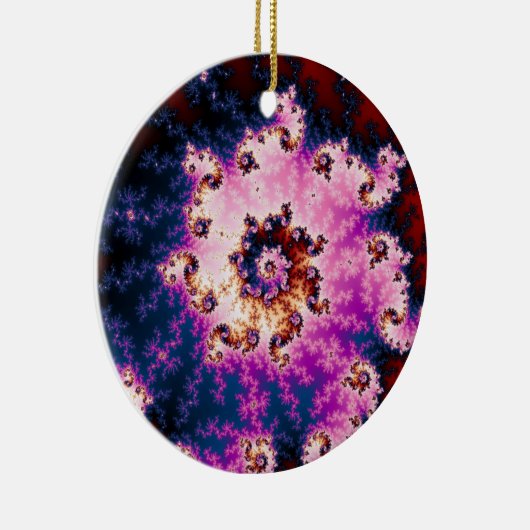 Pink Dream-kerstfractal Keramisch Ornament (Rechts)