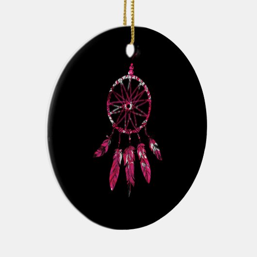 Pink Dreamcatcher Feathers Native American Indian Keramisch Ornament (Rechts)