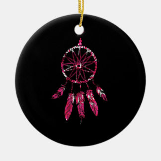 Pink Dreamcatcher Feathers Native American Indian Keramisch Ornament