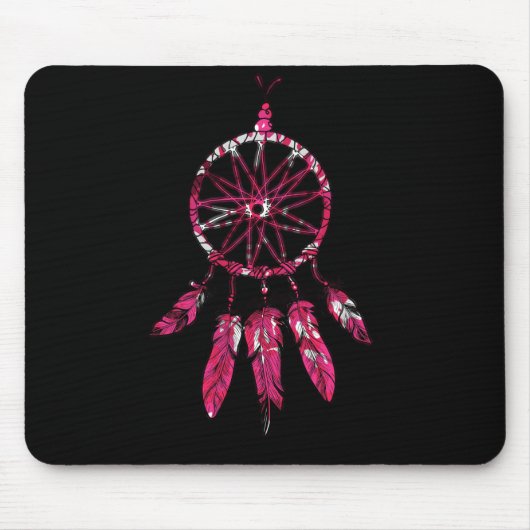 Pink Dreamcatcher Feathers Native American Indian Muismat (Voorkant)
