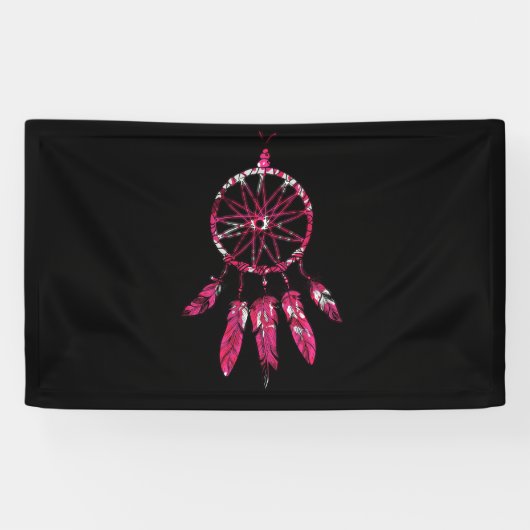 Pink Dreamcatcher Feathers Native American Indian Spandoek (Horizontaal)
