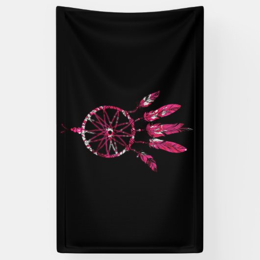 Pink Dreamcatcher Feathers Native American Indian Spandoek (Verticaal)
