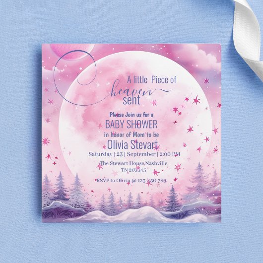 Pink Dreamy Heaven krijgt Baby shower Kaart