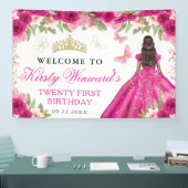 Pink Dress Dark Skin Princess Floral Birthday Spandoek (Beurs)