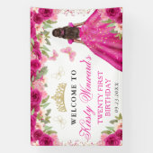 Pink Dress Dark Skin Princess Floral Birthday Spandoek (Verticaal)