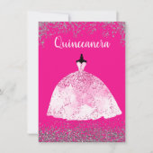  Pink Dress Quinceañera 15e verjaardag Uitnodiging (Voorkant)