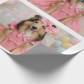 Pink dress sheltie cadeaupapier (Hoek)