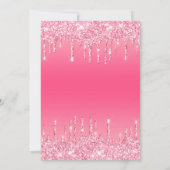 Pink Dripping Glitter Glam Sweet 16 Verjaardag Kaart (Achterkant)