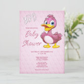 Pink Duck Baby shower Invitation Kaart (Staand voorkant)