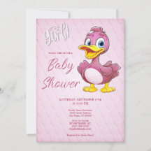 Pink Duck Baby shower Invitation