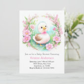 Pink Duck betoverde Waterverf Meisje Baby shower Kaart (Staand voorkant)
