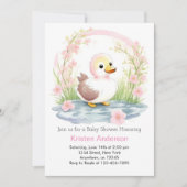 Pink Duck Waterverf Meisje Baby shower Kaart (Voorkant)