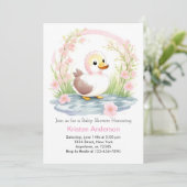 Pink Duck Waterverf Meisje Baby shower Kaart (Staand voorkant)