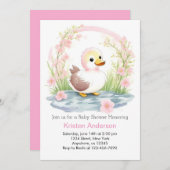 Pink Duck Waterverf Meisje Baby shower Kaart (Voorkant / Achterkant)