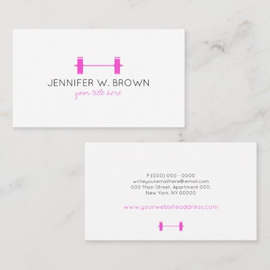 Pink Dumbell Fitness Instructor Personal Trainer Visitekaartje (Voorkant / Achterkant)