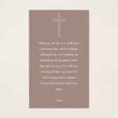 PINK DUSKY ROOS GOLD SYMPATHY MEMORIAL PRAYER KAAR VISITEKAARTJE (Achterkant)