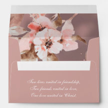 Pink Dusty Roos Floral Return Address Wedding