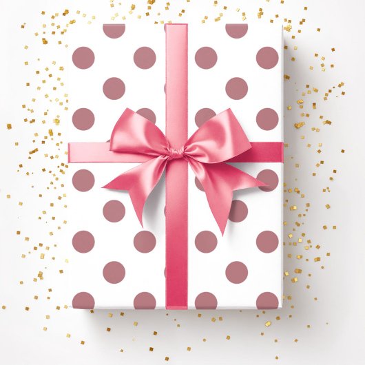 Pink Dusty Roos Polka Dots Pattern Cadeaupapier
