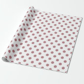 Pink Dusty Roos Polka Dots Pattern Cadeaupapier (Uitgerold)